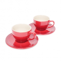 카푸치노 컵 & 받침-빨강